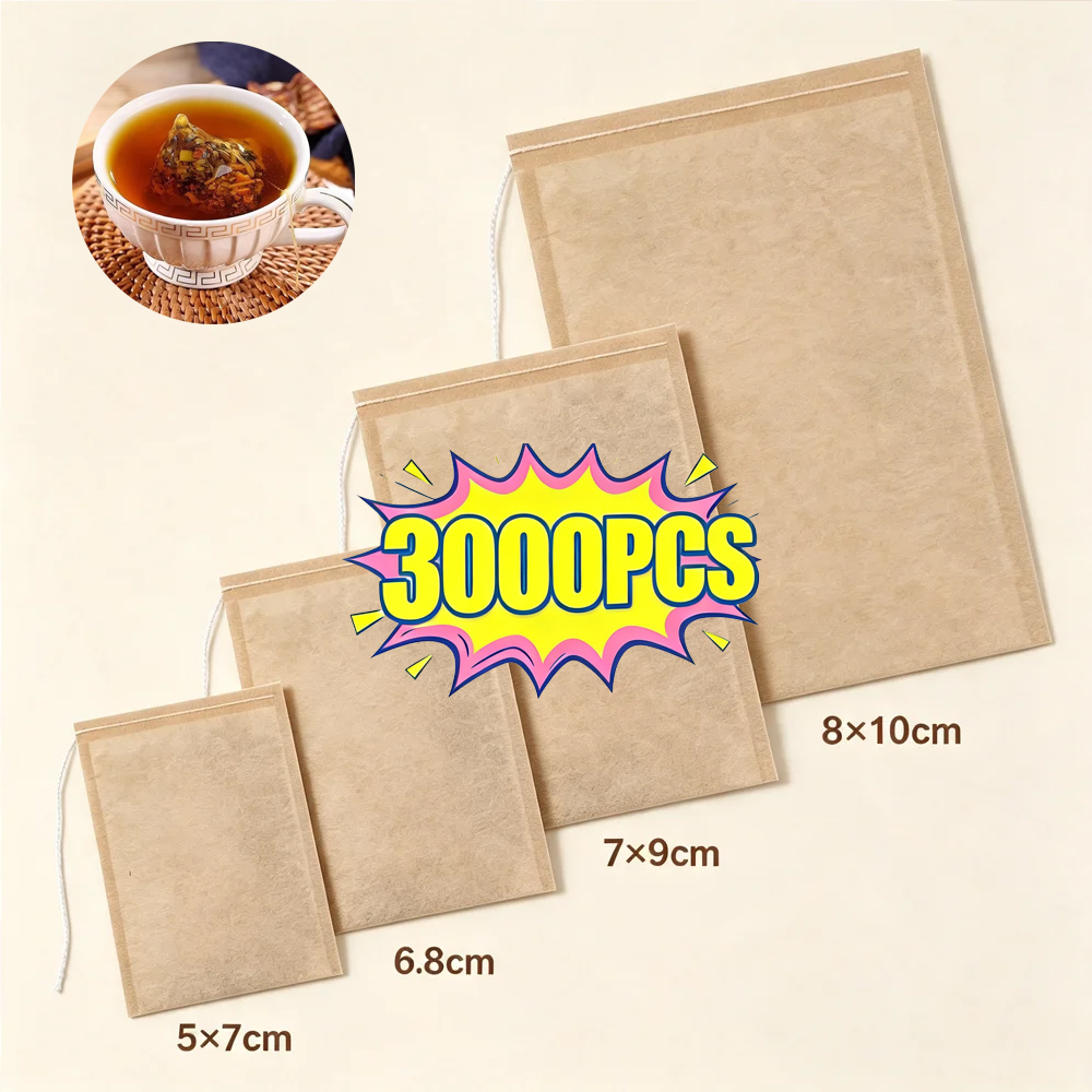 Herbal Wellness Supplement - 100/3000 Stück Einweg-Teefilterbeutel mit Kordelzug, Leere